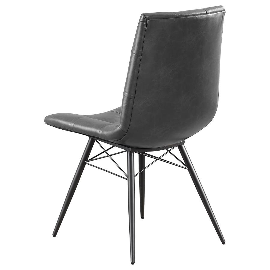 Aiken Faux Leather Upholstered Dining Side Chair Charcoal Grey (Set of 4)