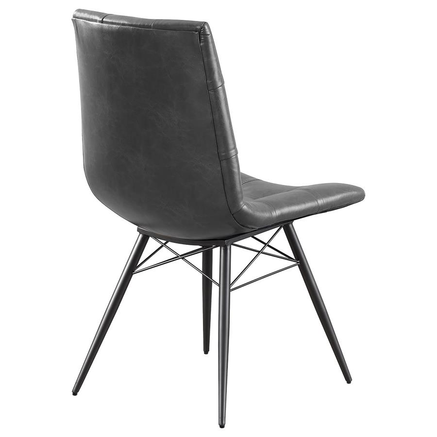 Aiken Faux Leather Upholstered Dining Side Chair Charcoal Grey (Set of 4)