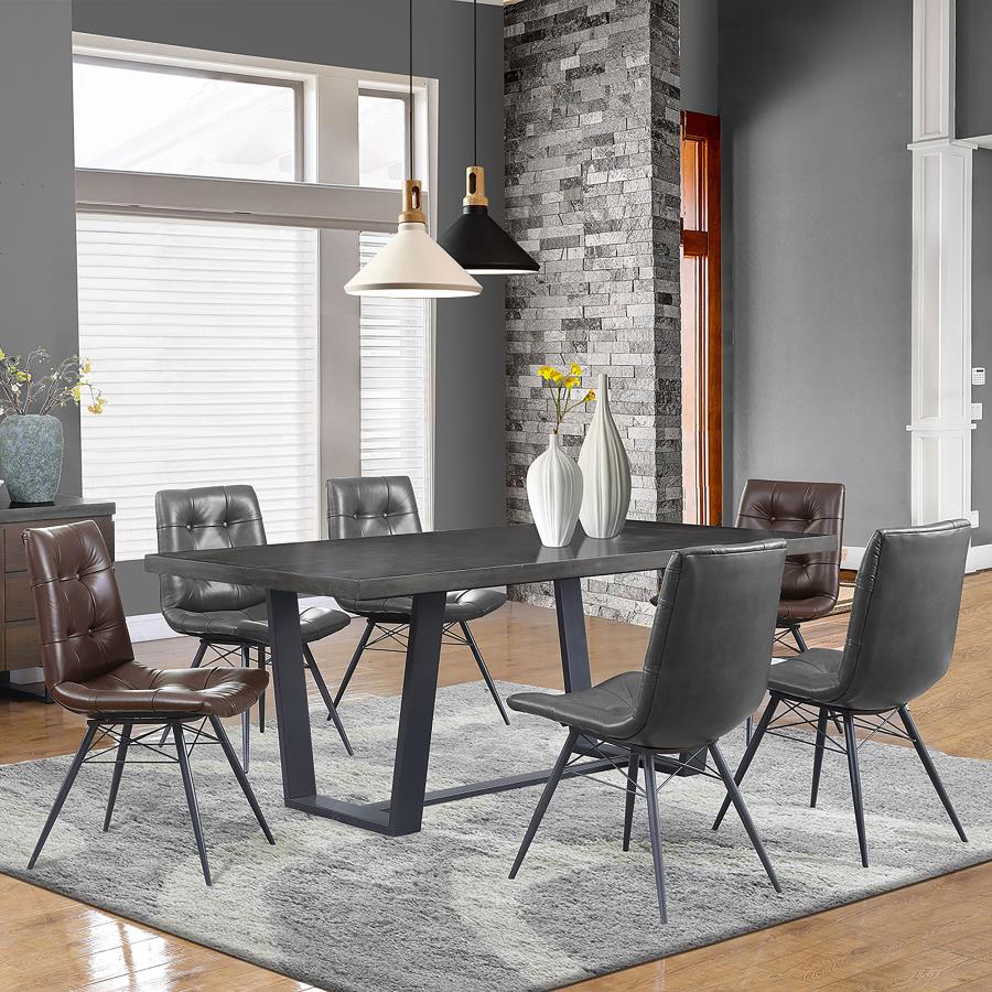 Modal Additional Images for Aiken Faux Leather Upholstered Dining Side Chair Charcoal Grey (Set of 4)