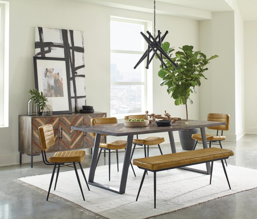 Modal Additional Images for Misty Leather Upholstered Dining Side Chair Camel (Set of 2)