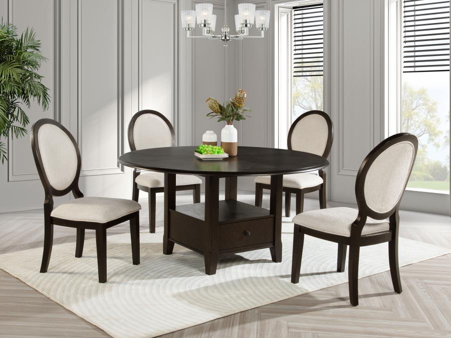 Modal Additional Images for Twyla 60-inch Round Dining Table with Drawer Dark Cocoa