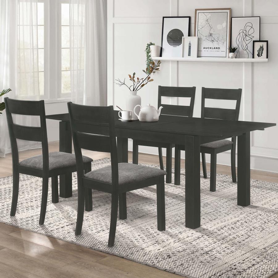 Jakob 5-piece Rectangular Extension Leaf Dining Set Black (image for) Jakob 5-piece Rectangular Extension Leaf Dining Set Black