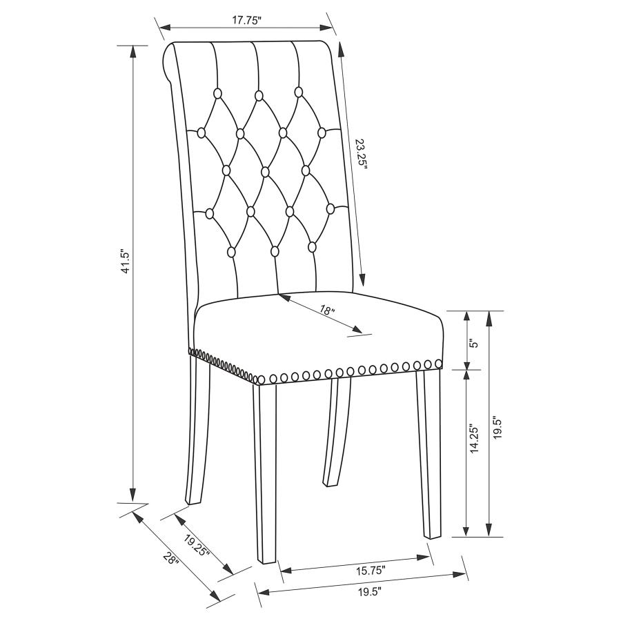 Alana Fabric Upholstered Dining Side Chair Grey (Set of 2)