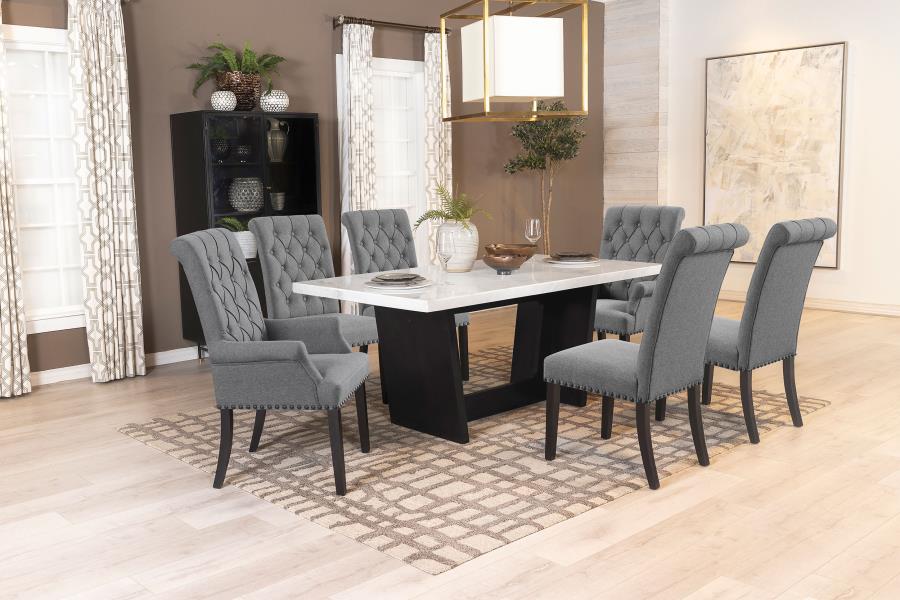 Modal Additional Images for Alana Fabric Upholstered Dining Side Chair Grey (Set of 2)