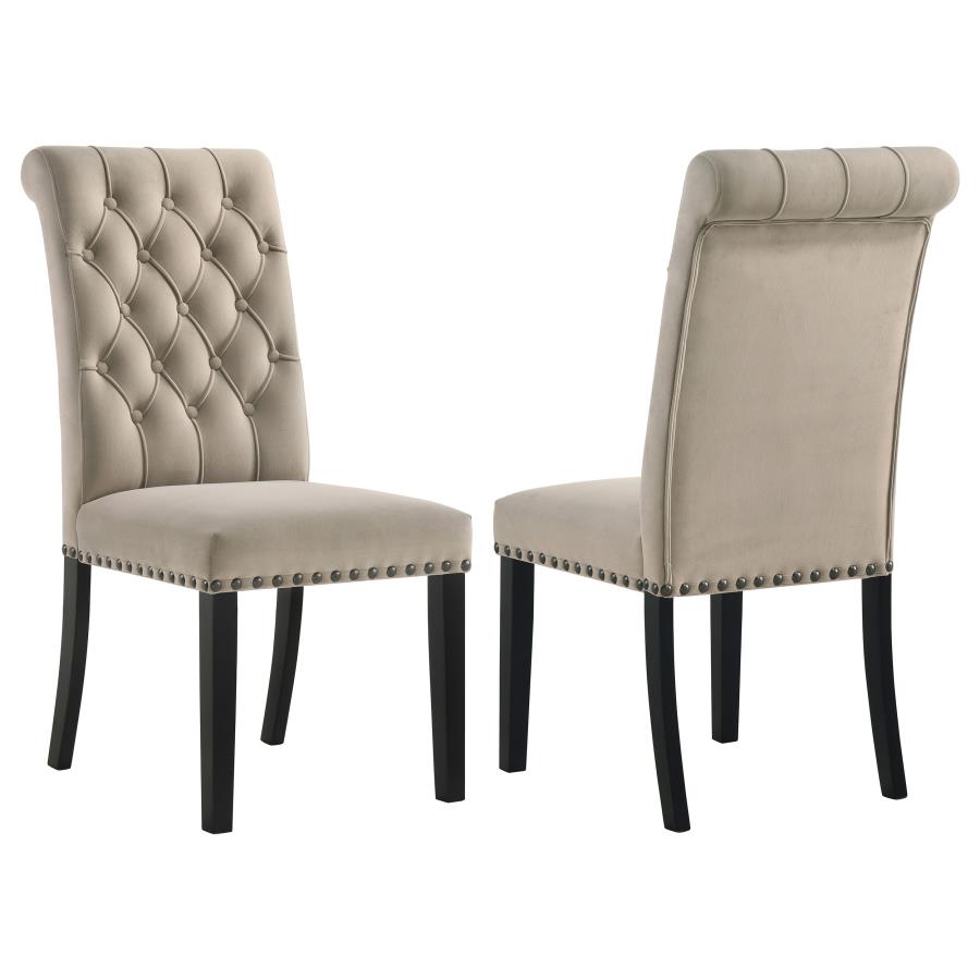 (image for) Alana Velvet Upholstered Dining Side Chair Sand (Set of 2)
