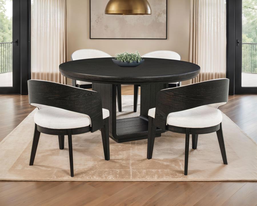 (image for) Leandro 5-piece Round Dining Table Set Burnished Black