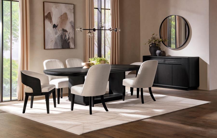 (image for) Leandro 7-piece Rectangular Dining Table Set Burnished Black