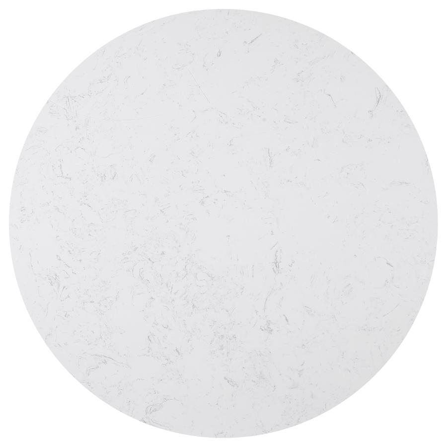 Sherry 5-piece Round Marble Top Dining Table Set Beige