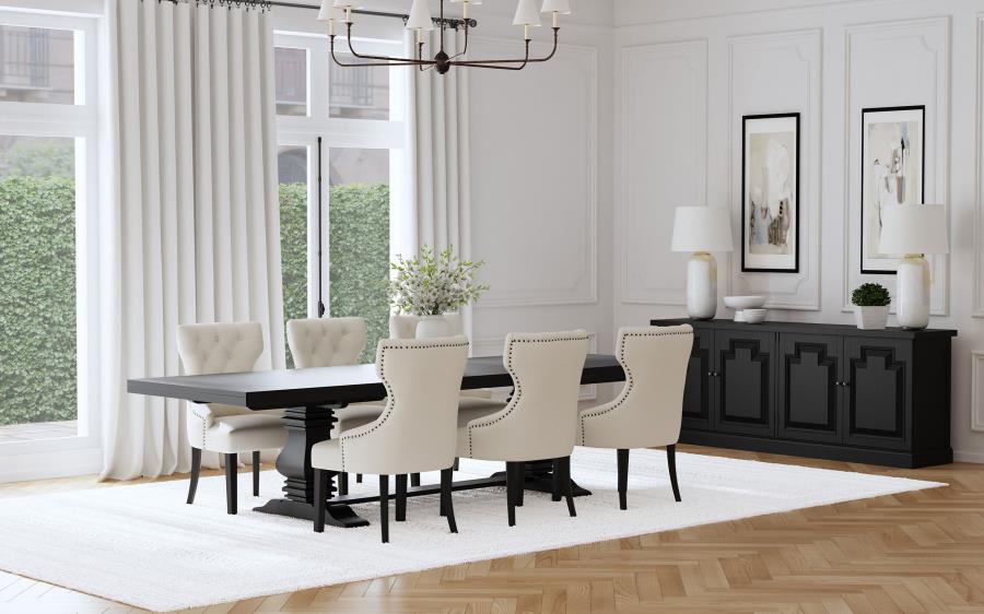 (image for) Florence 7-piece 126-inch Extension Dining Table Set Distressed Black