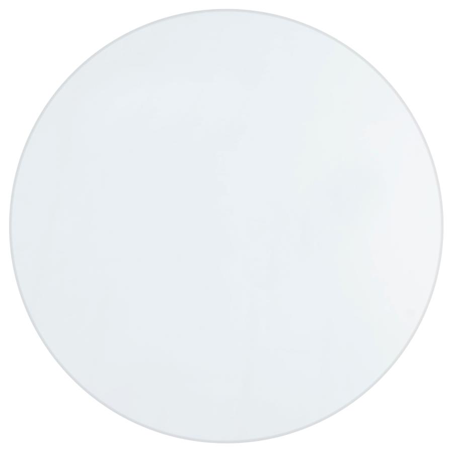 Quinn 5-piece Round Glass Top Mirrored Dining Set Teal