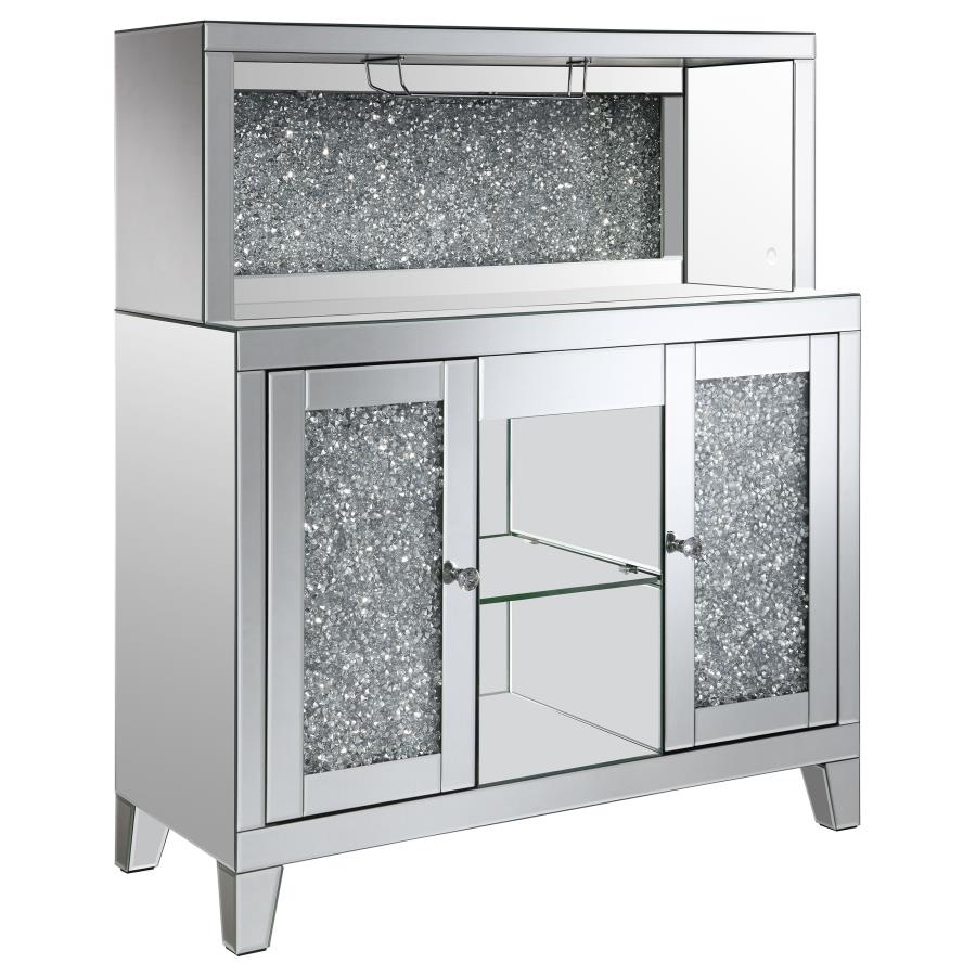 Yvaine 2-door Mirrored Acrylic Home Bar Wine Cabinet Silver (image for) Yvaine 2-door Mirrored Acrylic Home Bar Wine Cabinet Silver