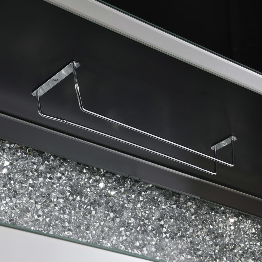 Yvaine 2-door Mirrored Acrylic Home Bar Wine Cabinet Silver