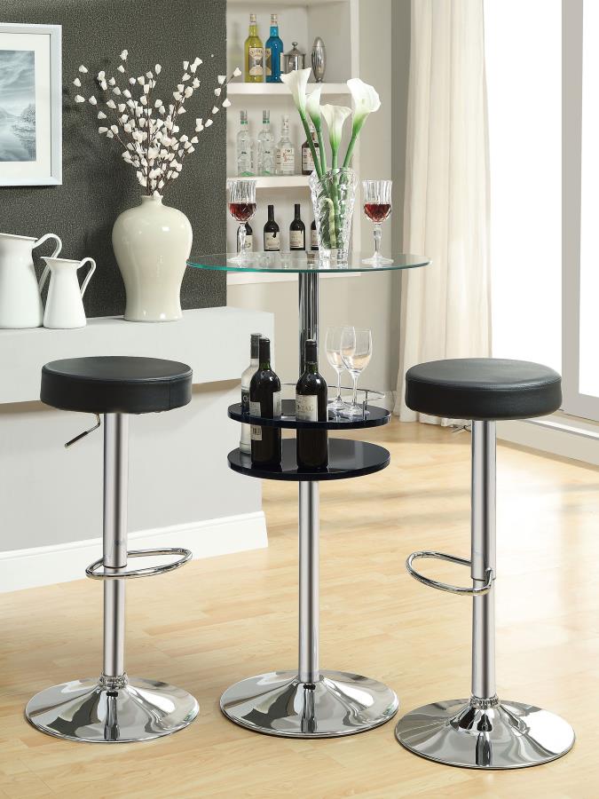 Modal Additional Images for Gianella Round 24-inch Glass Top Bistro Bar Table Chrome