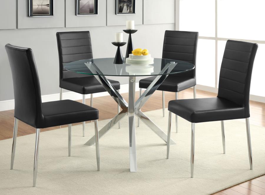 Modal Additional Images for Vance Round 41-inch Glass Top Asterisk Dining Table Chrome