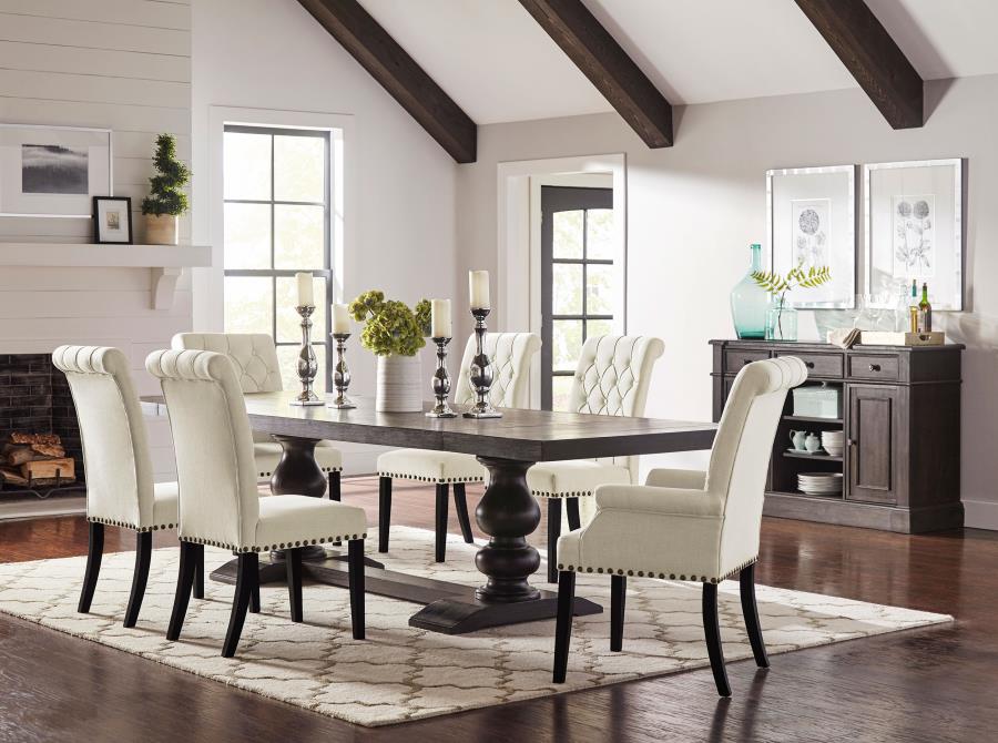 Phelps 8-piece Rectangular Dining Table Set Distressed Noir (image for) Phelps 8-piece Rectangular Dining Table Set Distressed Noir