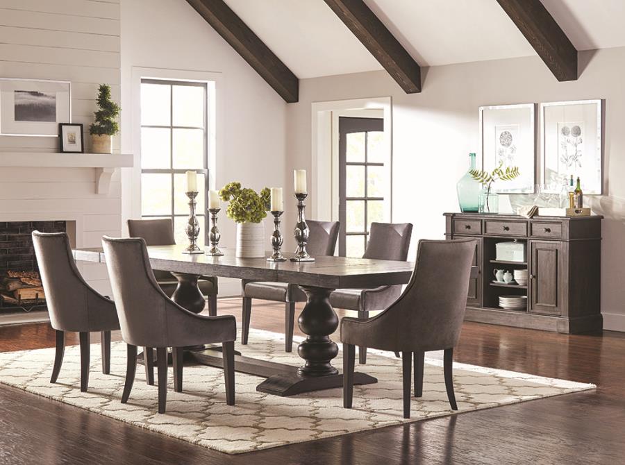 Modal Additional Images for Phelps 123-inch Extension Leaf Dining Table Distressed Noir