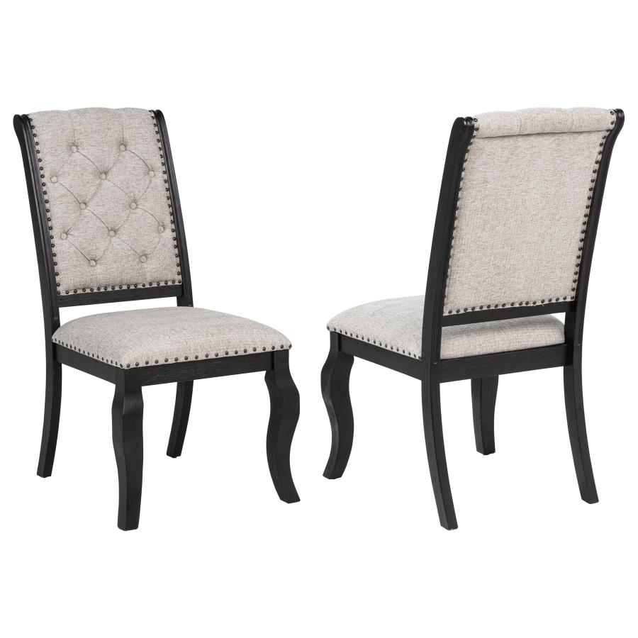 (image for) Phelps Upholstered Dining Side Chair Tan Distressed Noir (Set of 2)