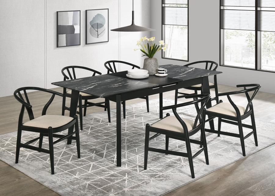 Modal Additional Images for Crestmont 78-inch Extension Dining Table Black Faux Marble