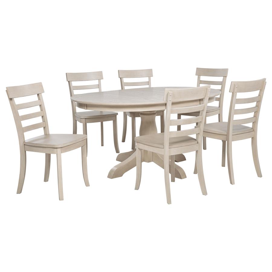 (image for) Orrison 7-piece Oval 62-inch Extension Leaf Dining Set Linen