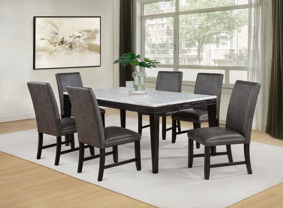 Modal Additional Images for Averill Faux Leather Upholstered Dining Side Chair Dark Grey (Set of 2)