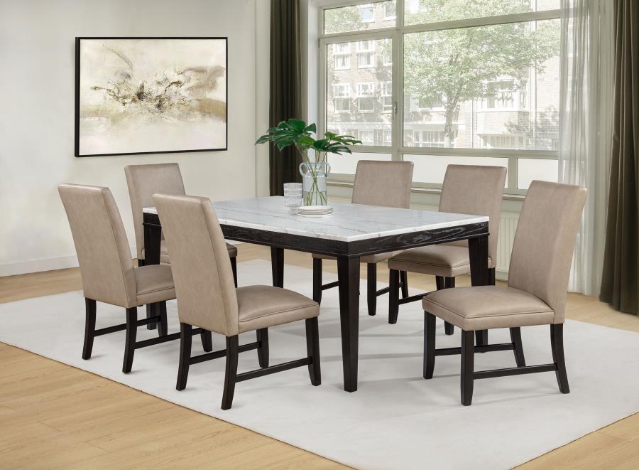 Modal Additional Images for Averill Faux Leather Upholstered Dining Side Chair Tan (Set of 2)