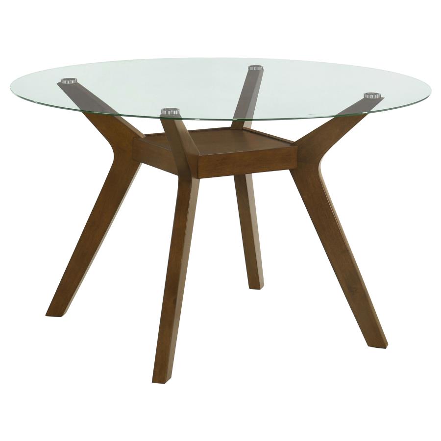 (image for) Paxton Round 48-inch Glass Top Wood Dining Table Brown