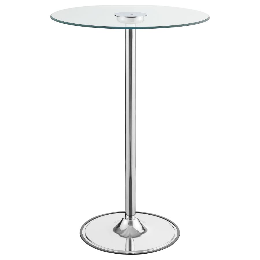 Thea Round 28-inch Glass Top LED Bistro Bar Table Chrome (image for) Thea Round 28-inch Glass Top LED Bistro Bar Table Chrome