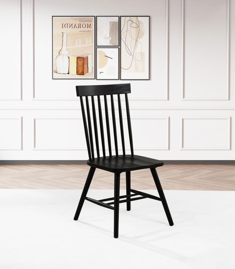 Andrews Windsor Spindle Back Dining Side Chair Black (Set of 2)
