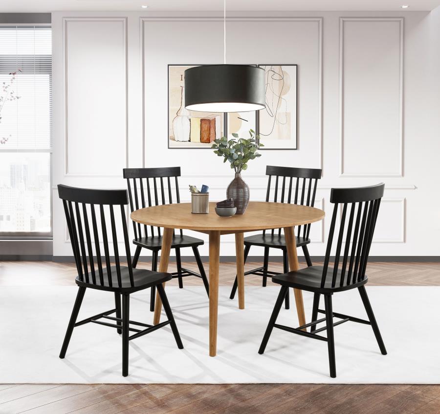 Modal Additional Images for Andrews Windsor Spindle Back Dining Side Chair Black (Set of 2)