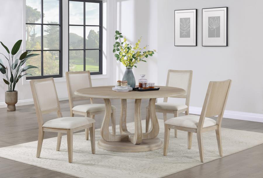 Modal Additional Images for Trofello Cushioned Dining Side Chair White Washed (Set of 2)