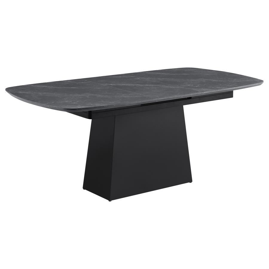(image for) Potero 73-inch Faux Marble Extension Leaf Dining Table Black