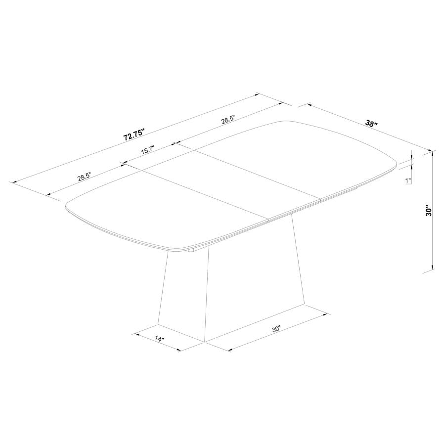 Potero 73-inch Faux Marble Extension Leaf Dining Table Black