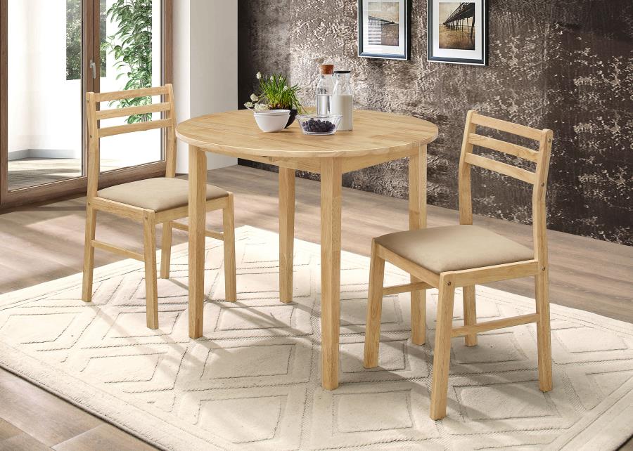 Bucknell 3-piece Round Drop Leaf Dining Table Set Natural (image for) Bucknell 3-piece Round Drop Leaf Dining Table Set Natural