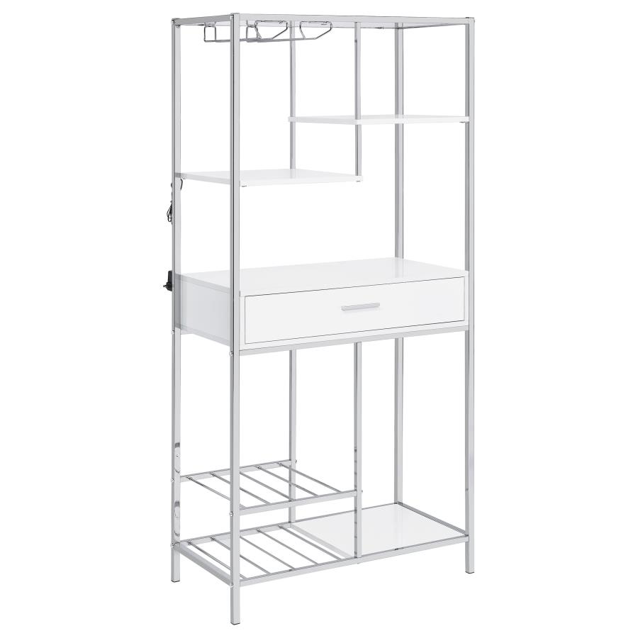 Figueroa 5-shelf Wine Storage Bar Cabinet White High Gloss (image for) Figueroa 5-shelf Wine Storage Bar Cabinet White High Gloss