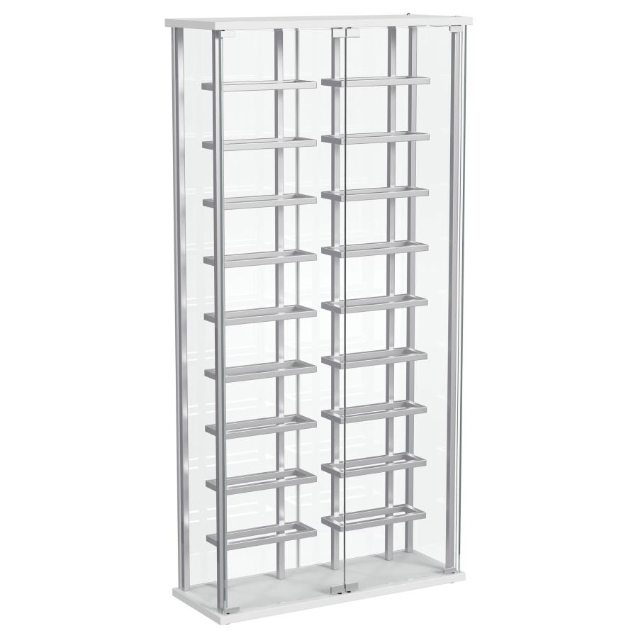 Montara Tempered Glass Wine Storage LED Curio Cabinet Chrome (image for) Montara Tempered Glass Wine Storage LED Curio Cabinet Chrome