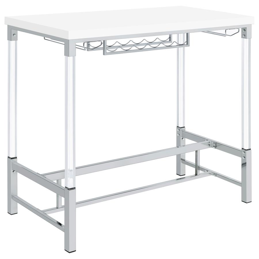 Norcrest 47-inch Acrylic Leg Bar Table White High Gloss (image for) Norcrest 47-inch Acrylic Leg Bar Table White High Gloss