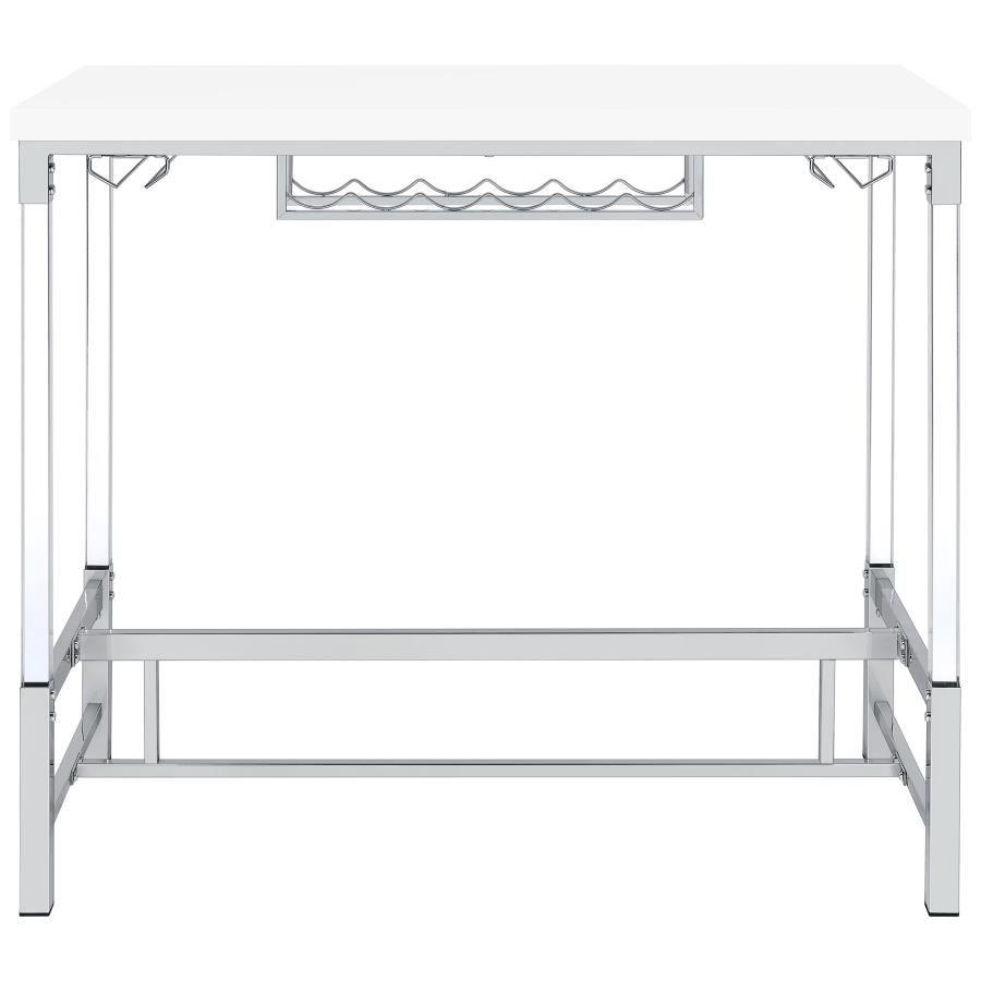 Norcrest 47-inch Acrylic Leg Bar Table White High Gloss