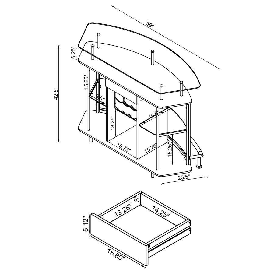 Modal Additional Images for Gideon Curved Glass Top Home Bar Wine Cabinet Brown Oak