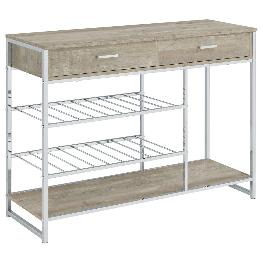 Melrose 2-drawer Home Bar Storage with Wine Rack Grey (image for) Melrose 2-drawer Home Bar Storage with Wine Rack Grey
