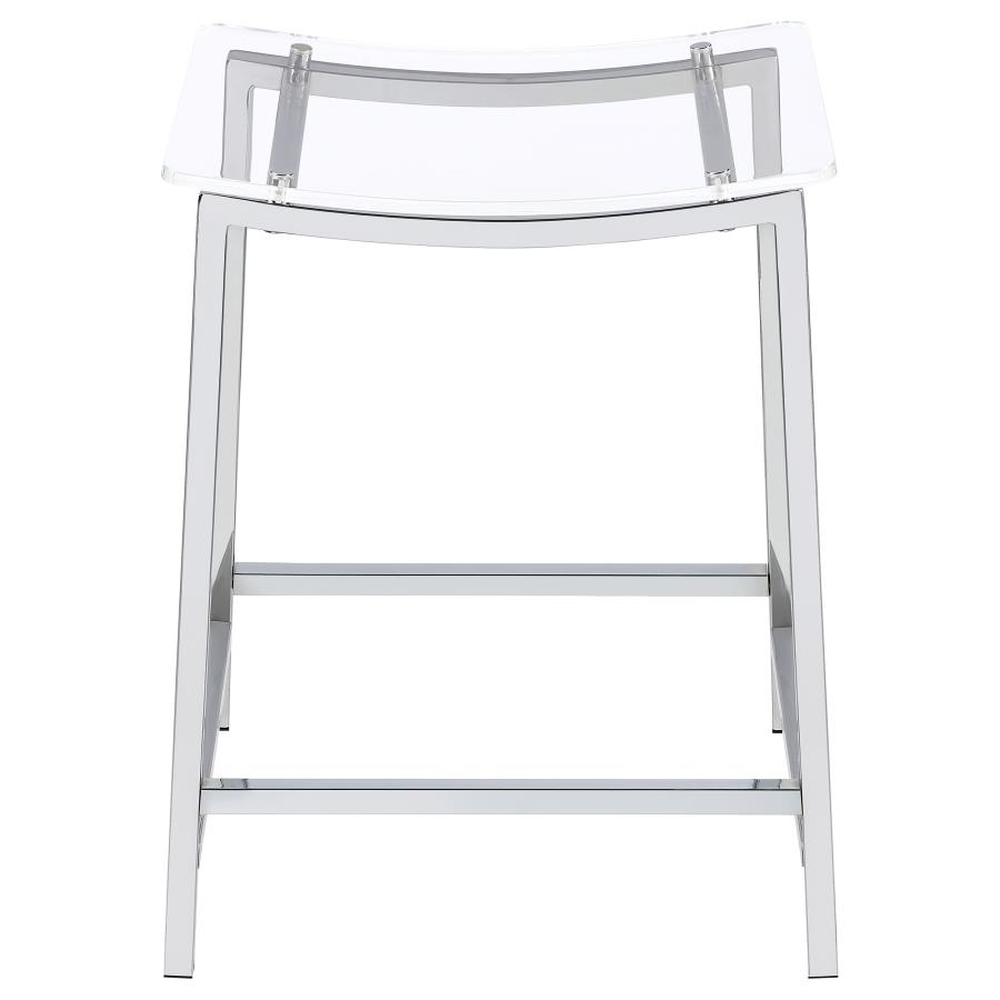 Jovani Acrylic Backless Counter Stool Chrome (Set of 2)