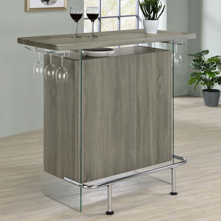 Acosta Freestanding Home Bar Wine Cabinet Weathered Grey