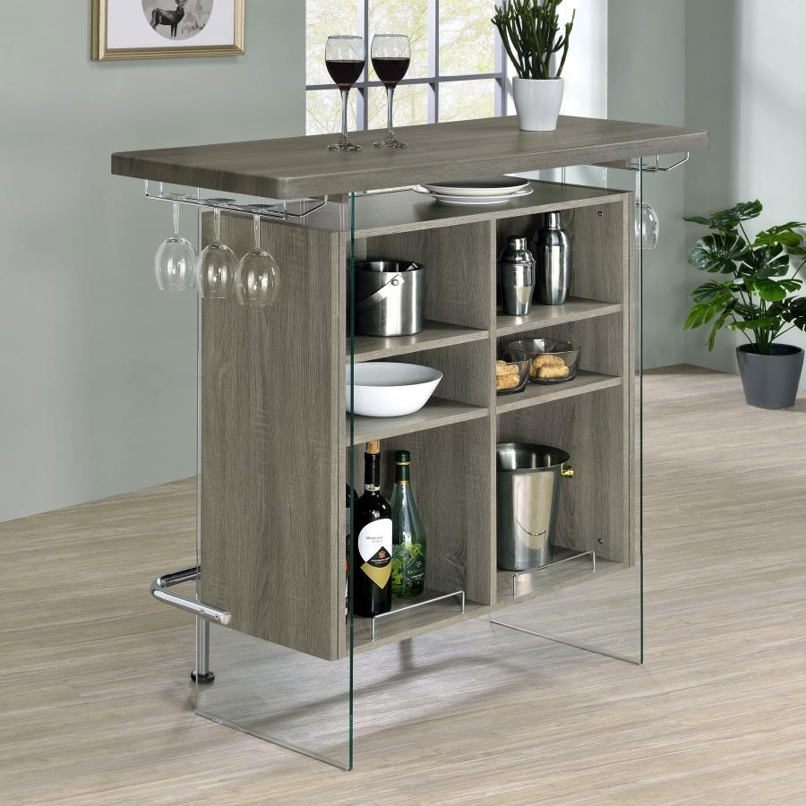 Acosta Freestanding Home Bar Wine Cabinet Weathered Grey