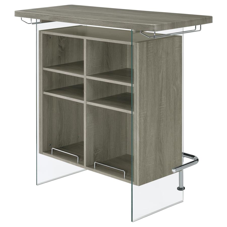 Acosta Freestanding Home Bar Wine Cabinet Weathered Grey