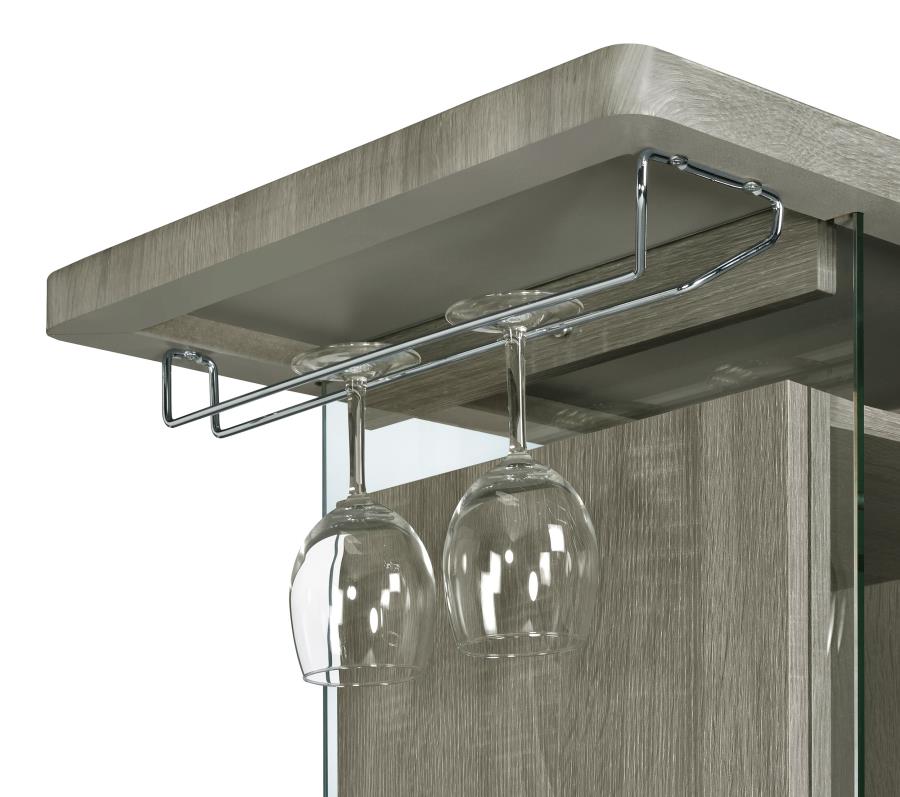 Acosta Freestanding Home Bar Wine Cabinet Weathered Grey