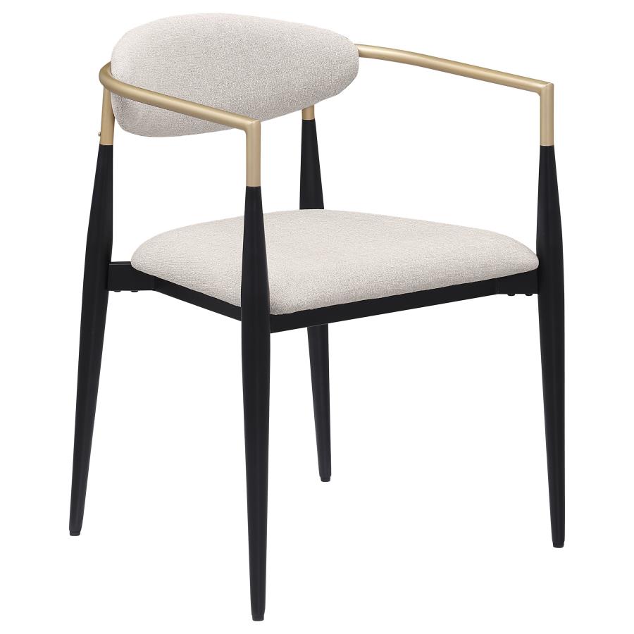 Bradbury Fabric Upholstered Dining Arm Chair Beige (Set of 2)