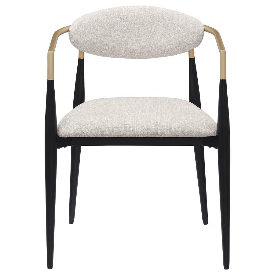 Bradbury Fabric Upholstered Dining Arm Chair Beige (Set of 2)