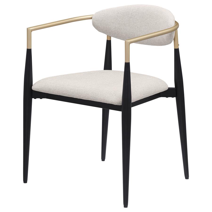 Bradbury Fabric Upholstered Dining Arm Chair Beige (Set of 2)