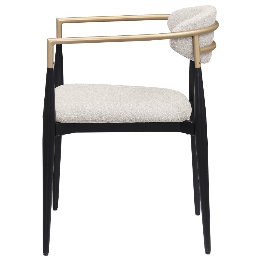 Bradbury Fabric Upholstered Dining Arm Chair Beige (Set of 2)