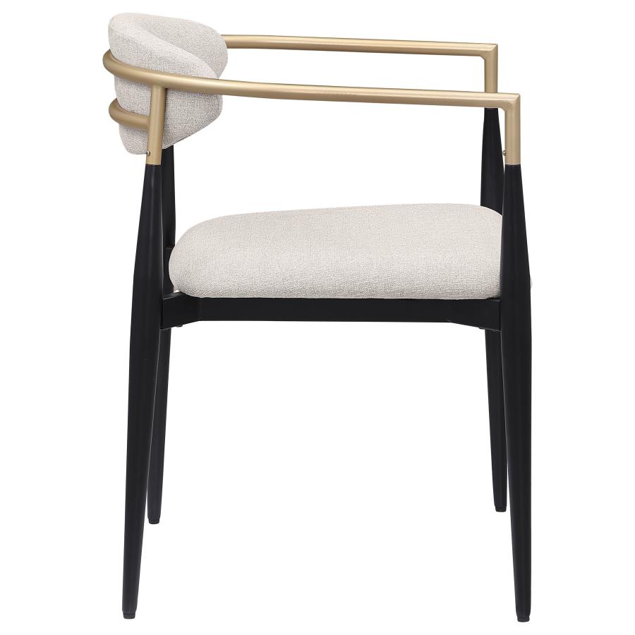 Bradbury Fabric Upholstered Dining Arm Chair Beige (Set of 2)