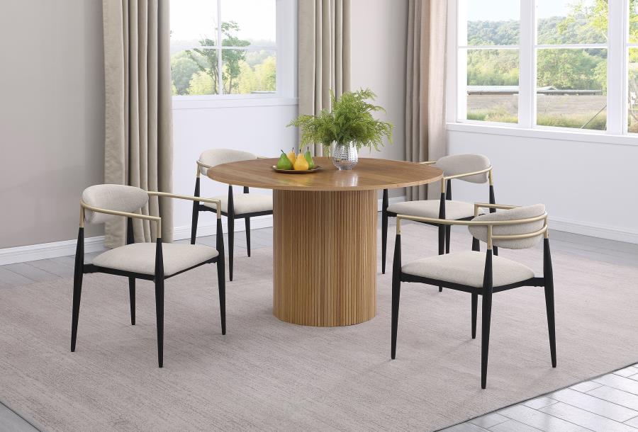 Bradbury Fabric Upholstered Dining Arm Chair Beige (Set of 2)